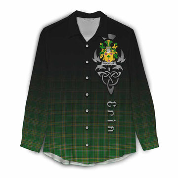 Vandeleur Irish Clan Women's Casual Shirt with Coat of Arms Erin Go Bragh Celtic Inspired Female - Tartan Vibes Clothing