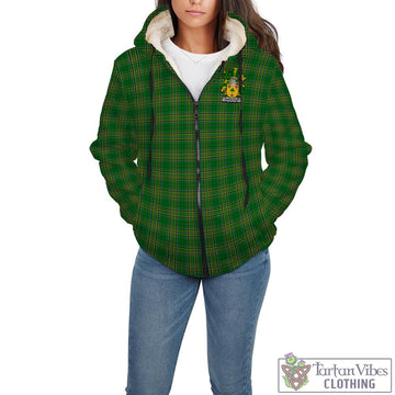 Vandeleur Irish Clan Tartan Sherpa Hoodie with Coat of Arms - Tartan Vibes Clothing