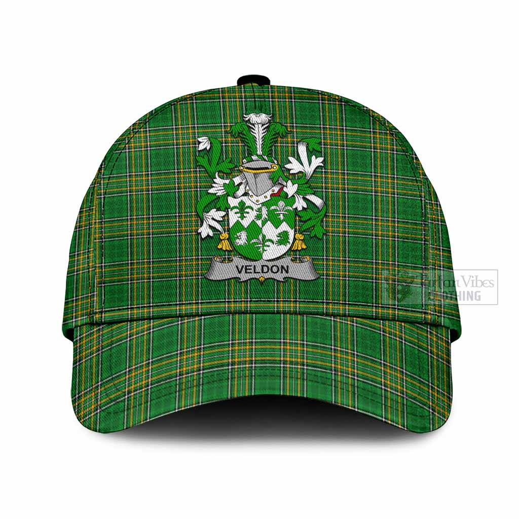 Tartan Vibes Clothing Veldon Irish Clan Tartan Classic Cap with Coat of Arms