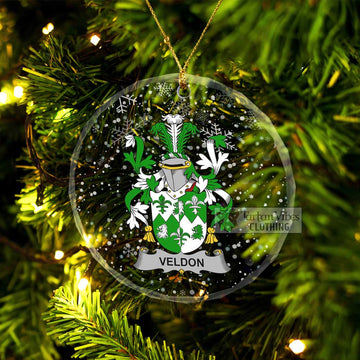 Veldon Irish Clan Christmas Glass Ornament with Coat of Arms