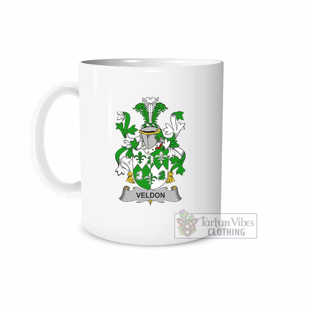 Veldon Irish Clan Coat of Arms Ceramic Mug White - 2D-tartanvibesclothing