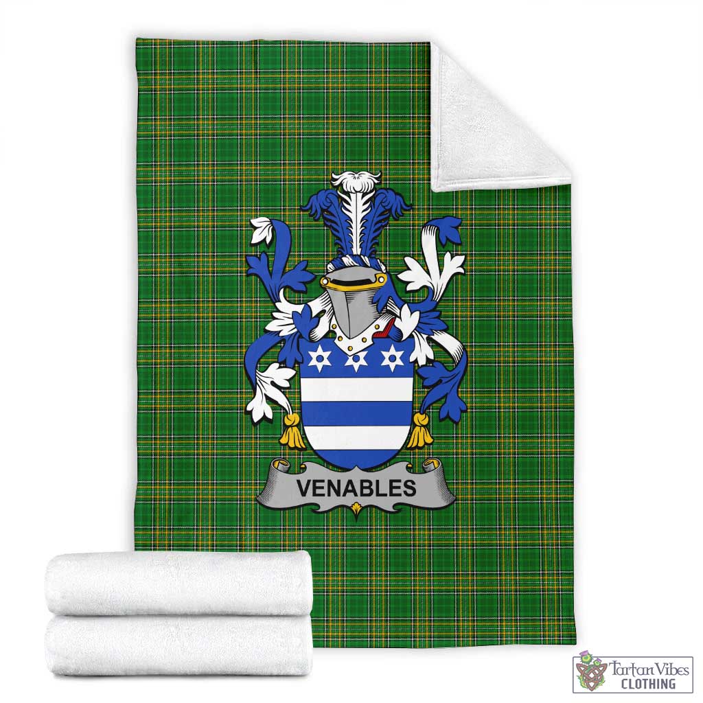 Tartan Vibes Clothing Venables Irish Clan Tartan Blanket with Coat of Arms