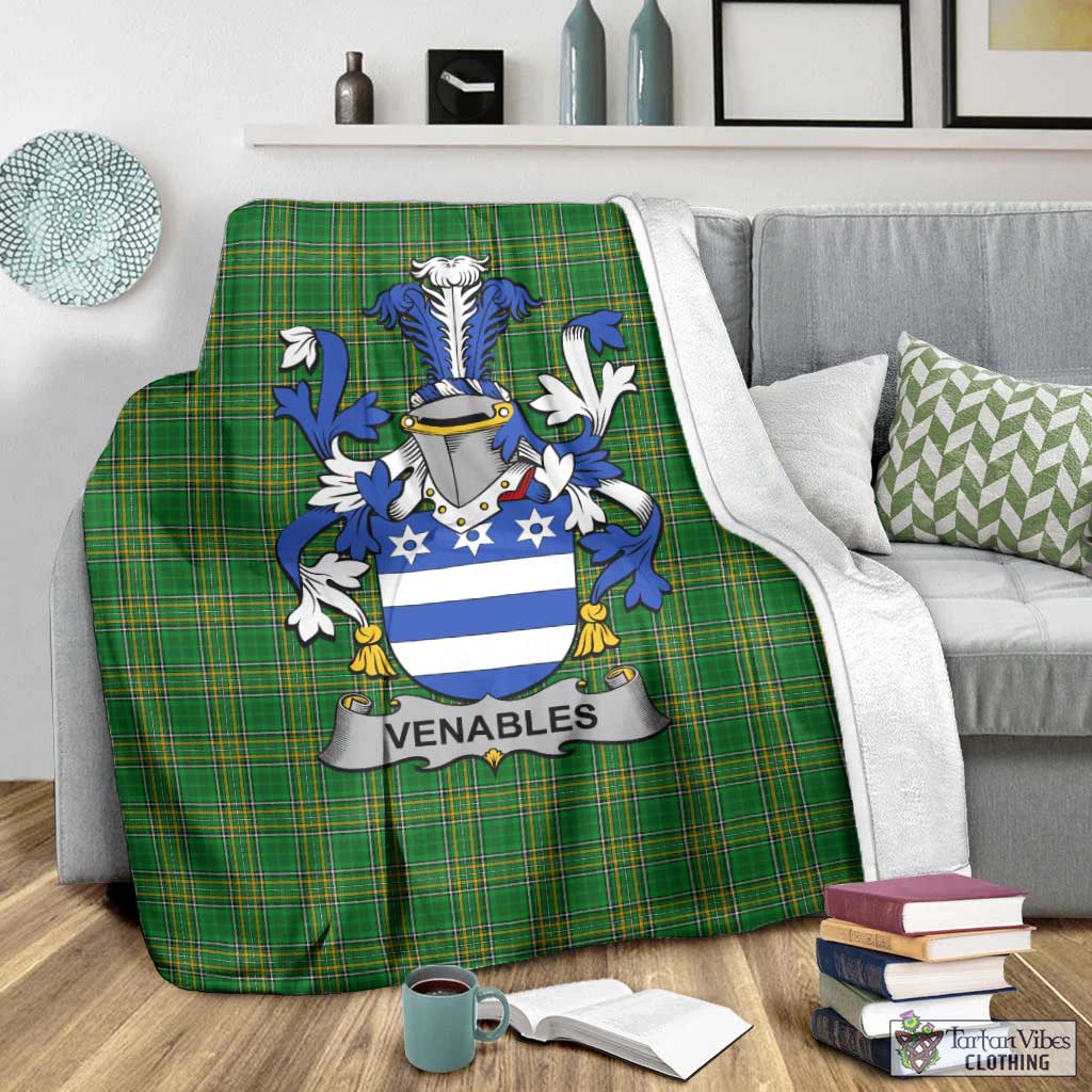 Tartan Vibes Clothing Venables Irish Clan Tartan Blanket with Coat of Arms