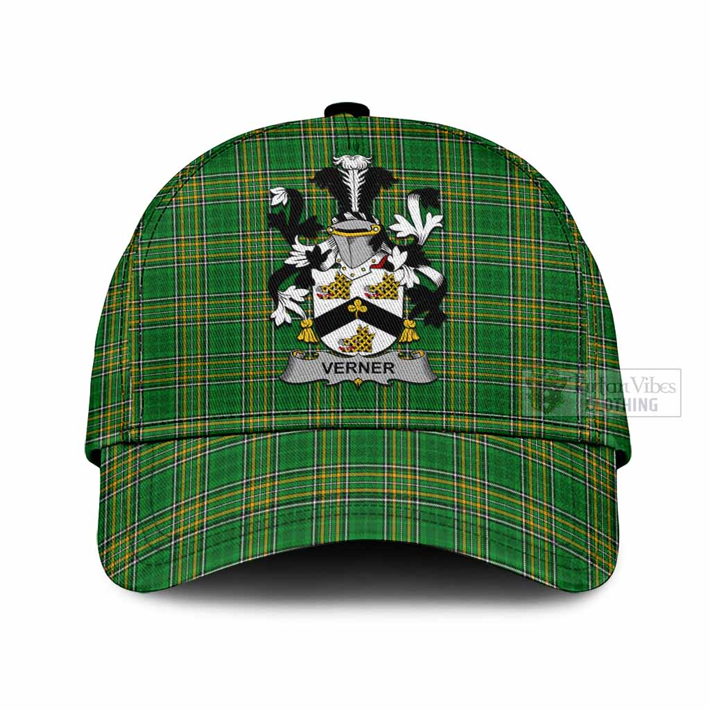 Tartan Vibes Clothing Verner Irish Clan Tartan Classic Cap with Coat of Arms