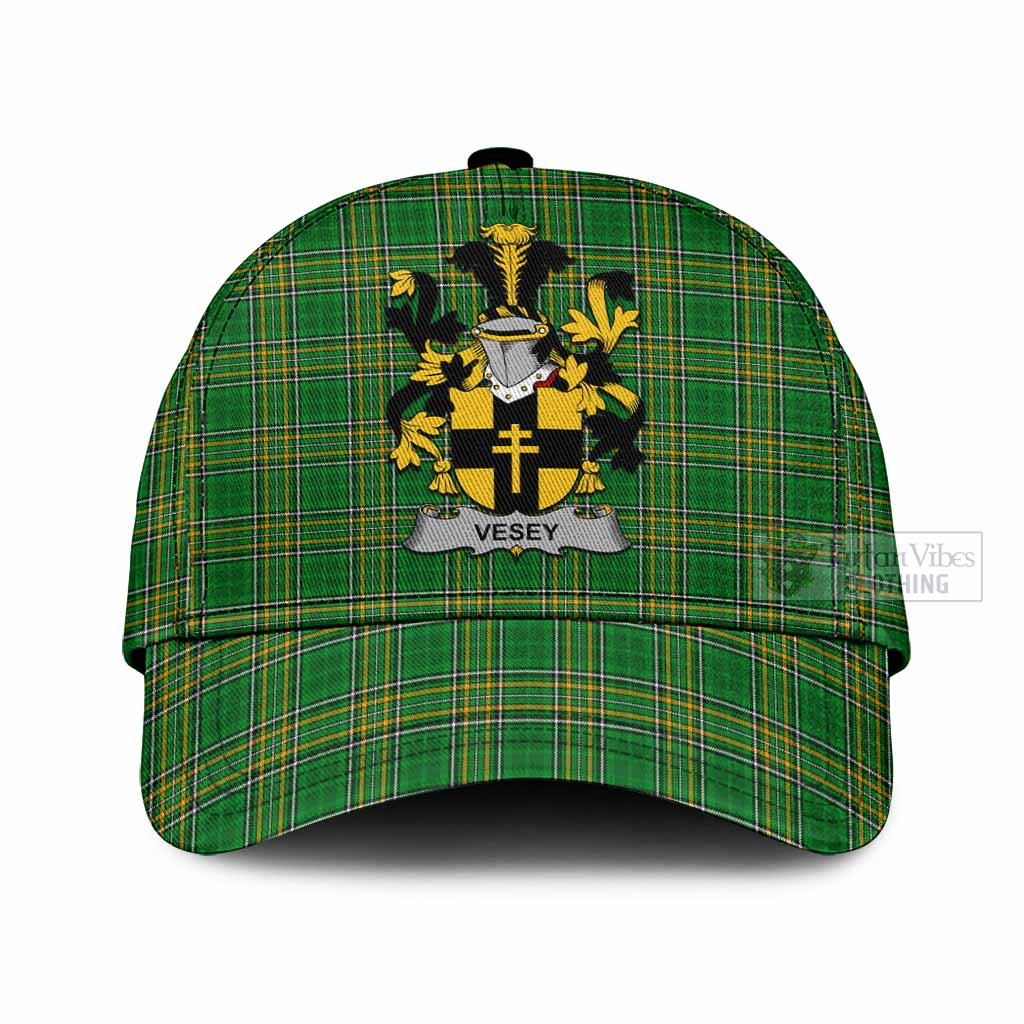 Tartan Vibes Clothing Vesey Irish Clan Tartan Classic Cap with Coat of Arms