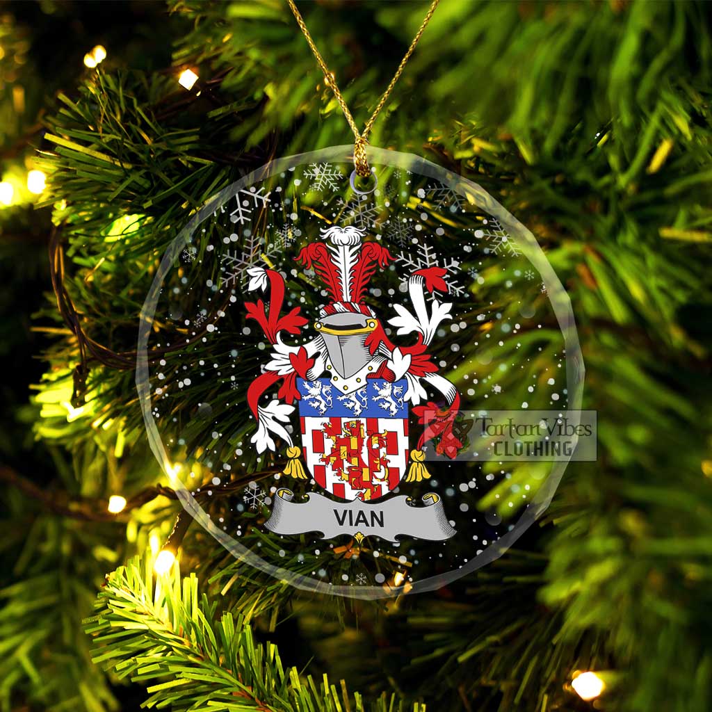 Tartan Vibes Clothing Vian Irish Clan Christmas Glass Ornament with Coat of Arms