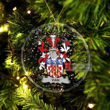 Vian Irish Clan Christmas Glass Ornament with Coat of Arms