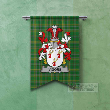 Vigors Irish Clan Tartan Gonfalon, Tartan Banner with Coat of Arms Fishtail - Tartan Vibes Clothing