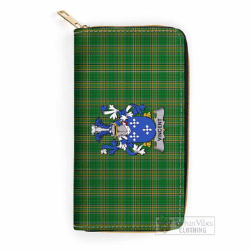 Vincent Irish Clan Tartan Women's Leather Wallet with Coat of Arms One Size 19.7*10.5*3.5 cm - Tartan Vibes Clothing