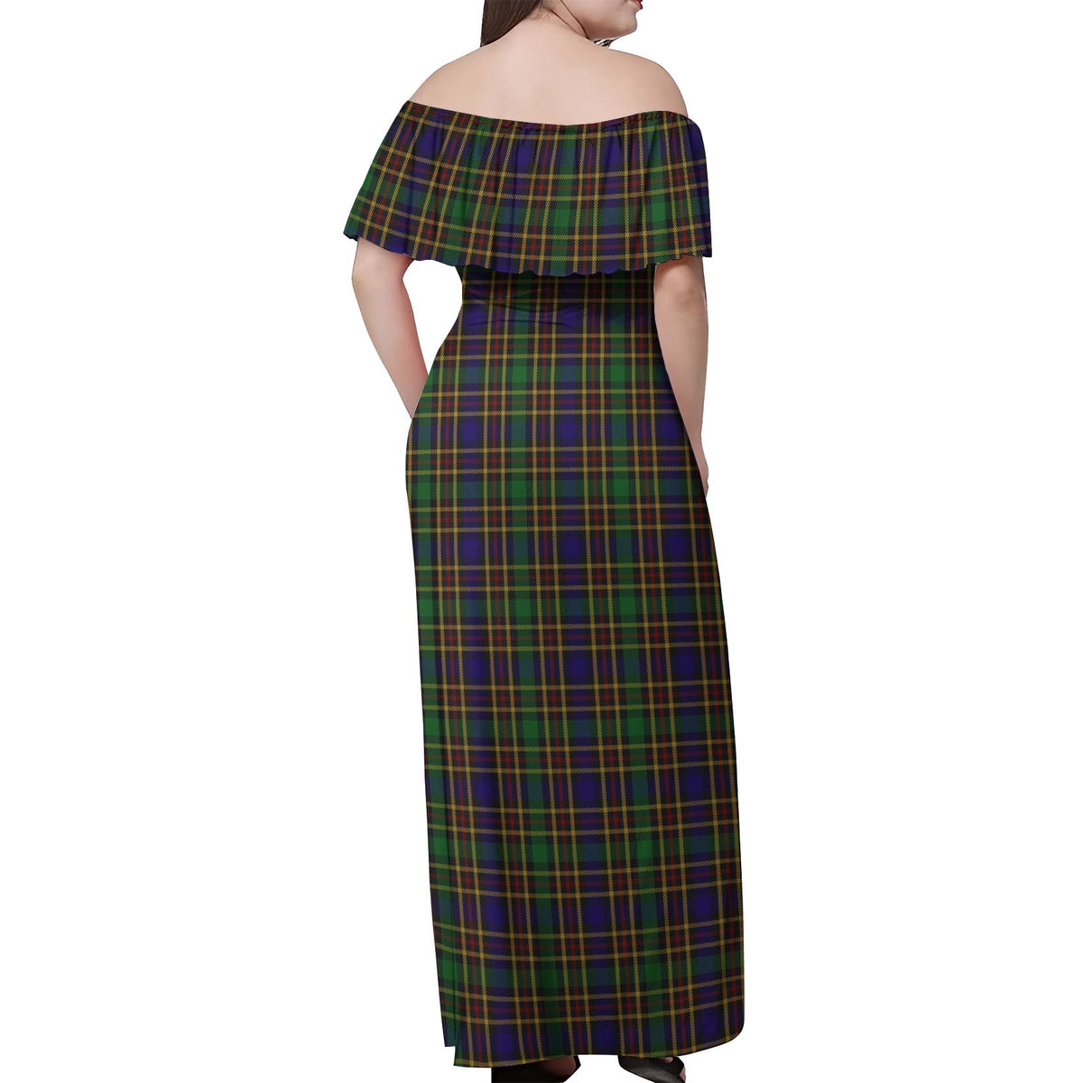 Vosko Tartan Off Shoulder Long Dress - Tartan Vibes Clothing