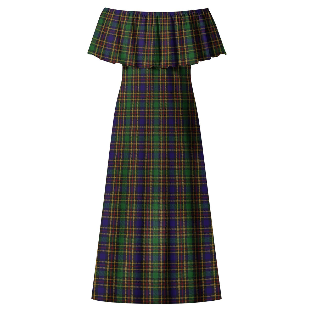 Vosko Tartan Off Shoulder Long Dress - Tartan Vibes Clothing