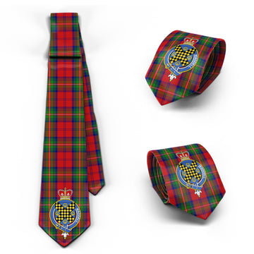 Waddell (Fife)-Greg Tartan Classic Necktie with Family Crest