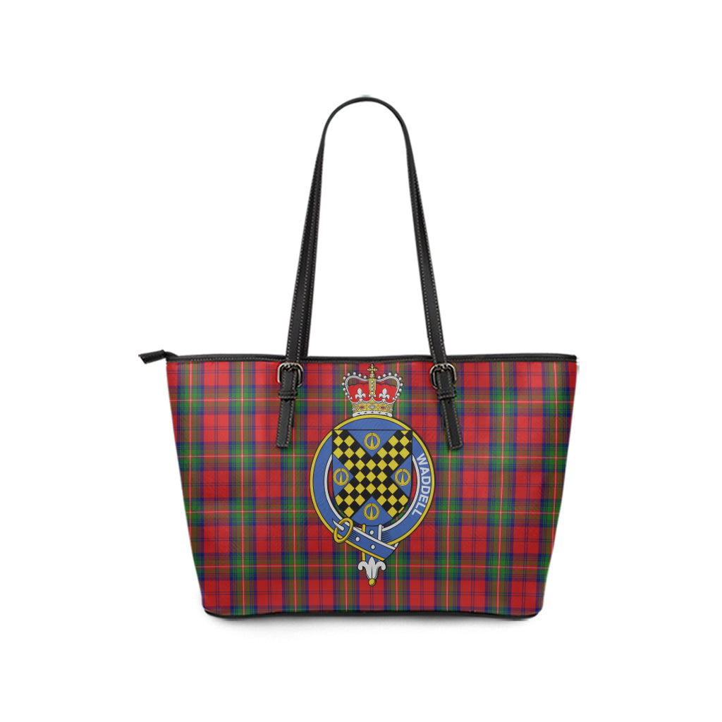 Waddell (Fife)-Greg Tartan Leather Tote Bag with Family Crest - Tartan Vibes Clothing