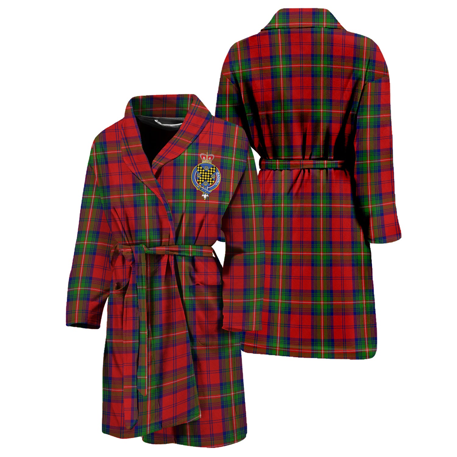 Waddell (Fife)-Greg Tartan Bathrobe with Family Crest Unisex S - Tartan Vibes Clothing