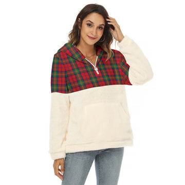 Waddell (Fife)-Greg Tartan Women's Borg Fleece Hoodie With Half Zip