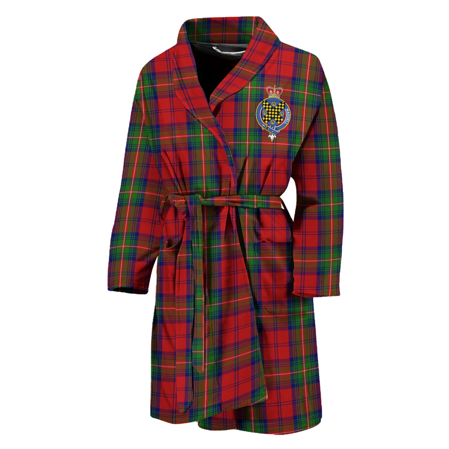 Waddell (Fife)-Greg Tartan Bathrobe with Family Crest Unisex M - Tartan Vibes Clothing