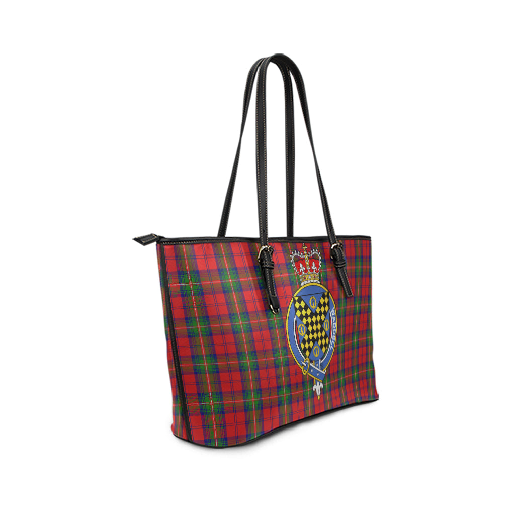 Waddell (Fife)-Greg Tartan Leather Tote Bag with Family Crest - Tartan Vibes Clothing