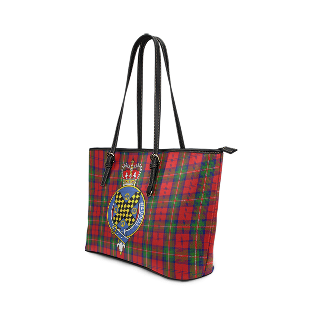 Waddell (Fife)-Greg Tartan Leather Tote Bag with Family Crest - Tartan Vibes Clothing