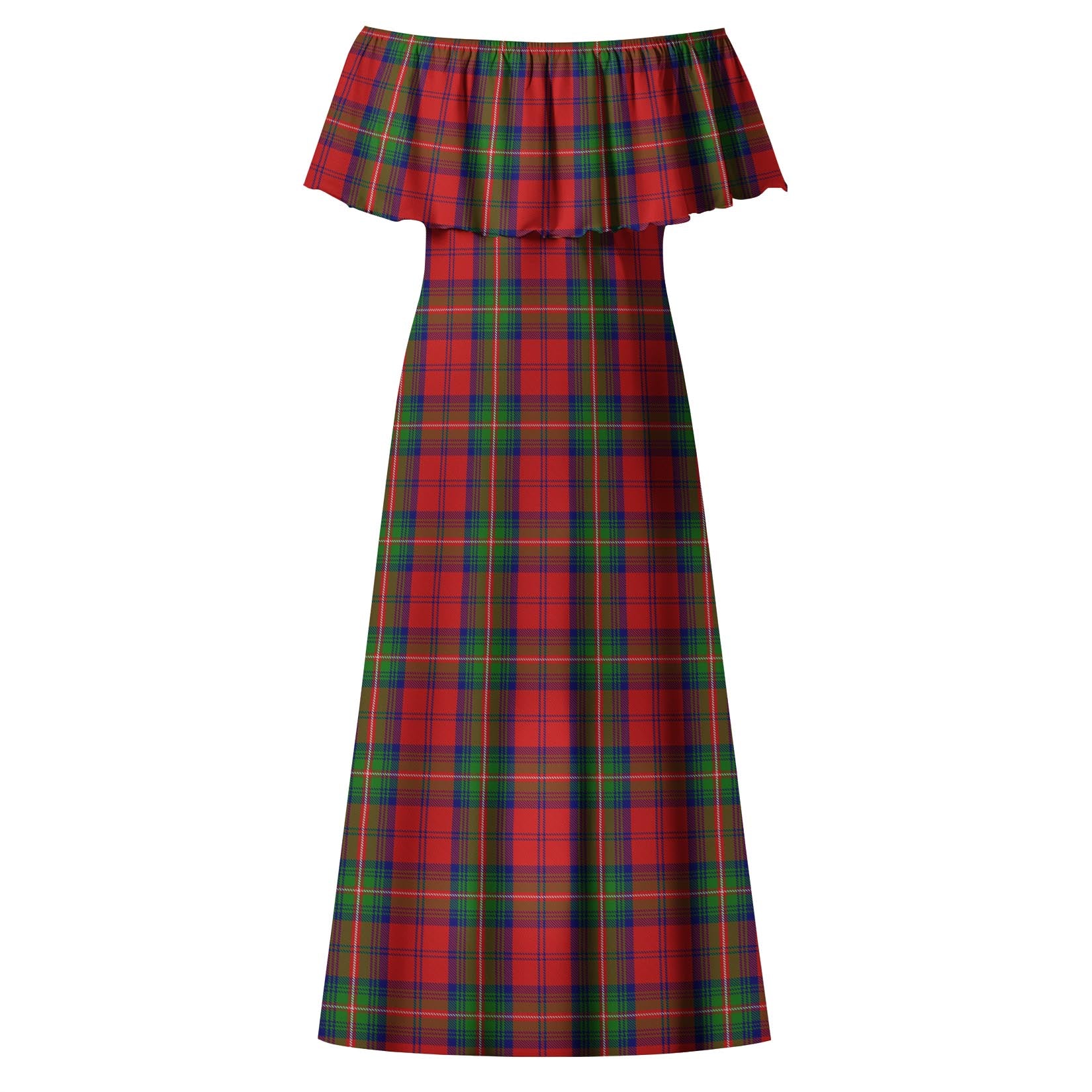 Waddell (Fife), Greg Tartan Off Shoulder Long Dress - Tartanvibesclothing