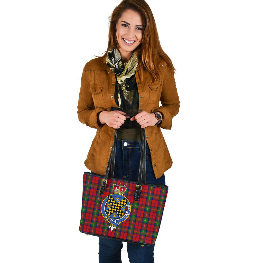 Waddell (Fife)-Greg Tartan Leather Tote Bag with Family Crest - Tartan Vibes Clothing