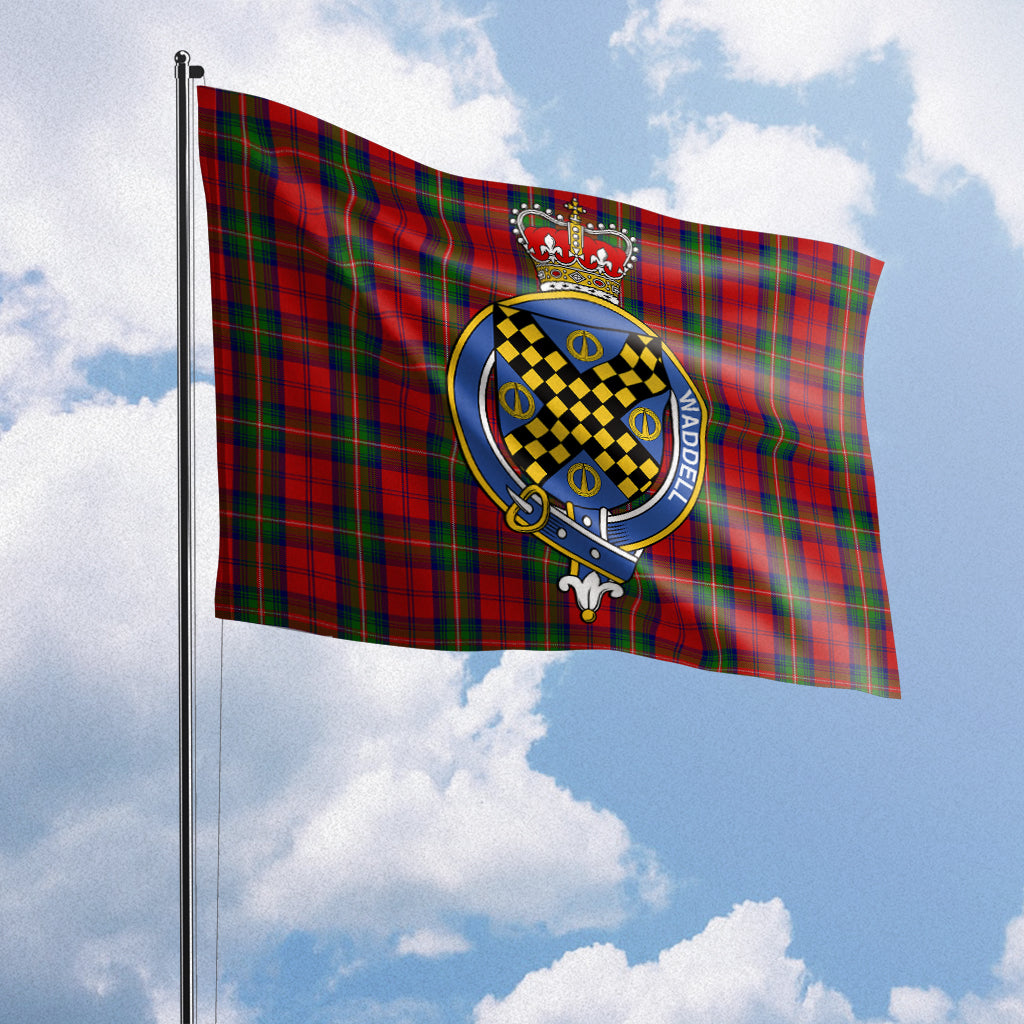 Waddell (Fife)-Greg Tartan Flag with Family Crest House Flag (Horizontal) - Tartan Vibes Clothing