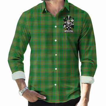 Wadding Irish Clan Tartan Long Sleeve Button Up with Coat of Arms Men's Shirt - Tartan Vibes Clothing