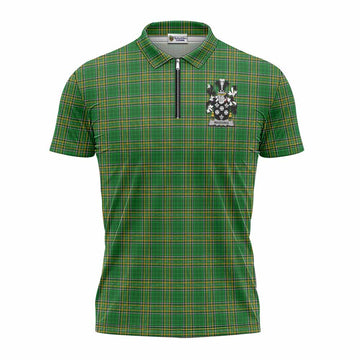Wadding Irish Clan Tartan Zipper Polo Shirt with Coat of Arms Unisex - Tartan Vibes Clothing
