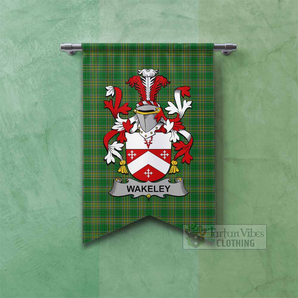 Wakeley Irish Clan Tartan Gonfalon, Tartan Banner with Coat of Arms Fishtail - Tartan Vibes Clothing