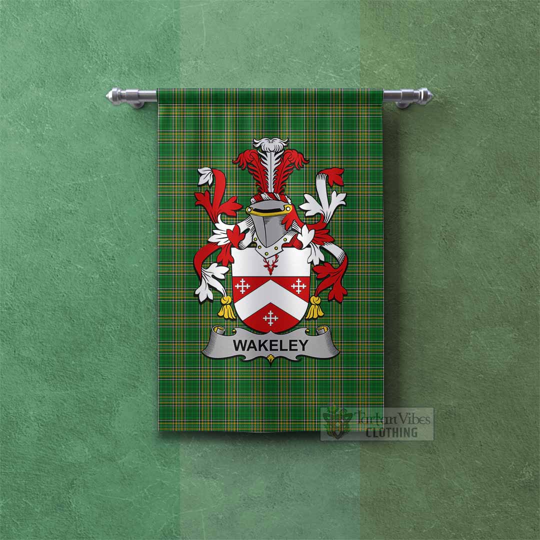Wakeley Irish Clan Tartan Gonfalon, Tartan Banner with Coat of Arms Rectangle - Tartan Vibes Clothing