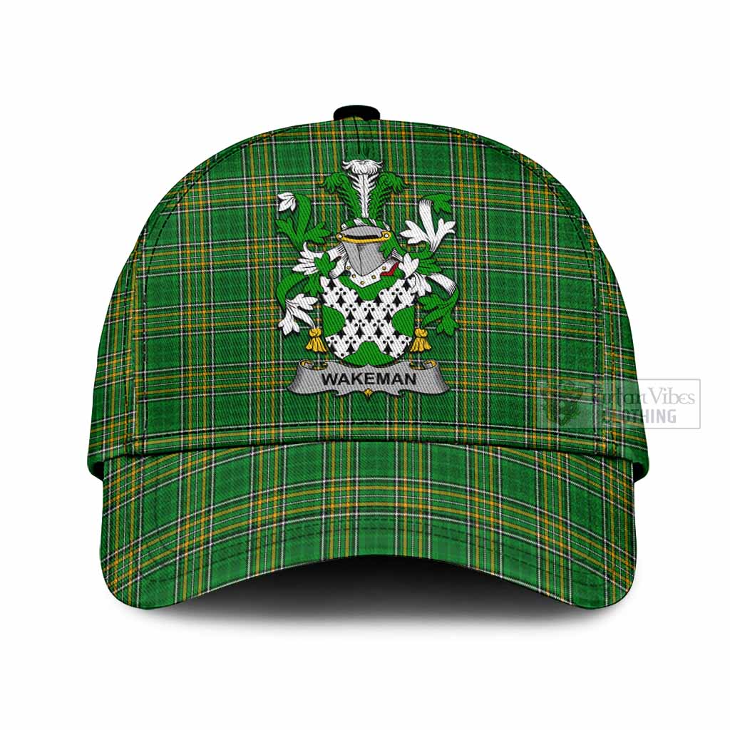 Tartan Vibes Clothing Wakeman Irish Clan Tartan Classic Cap with Coat of Arms