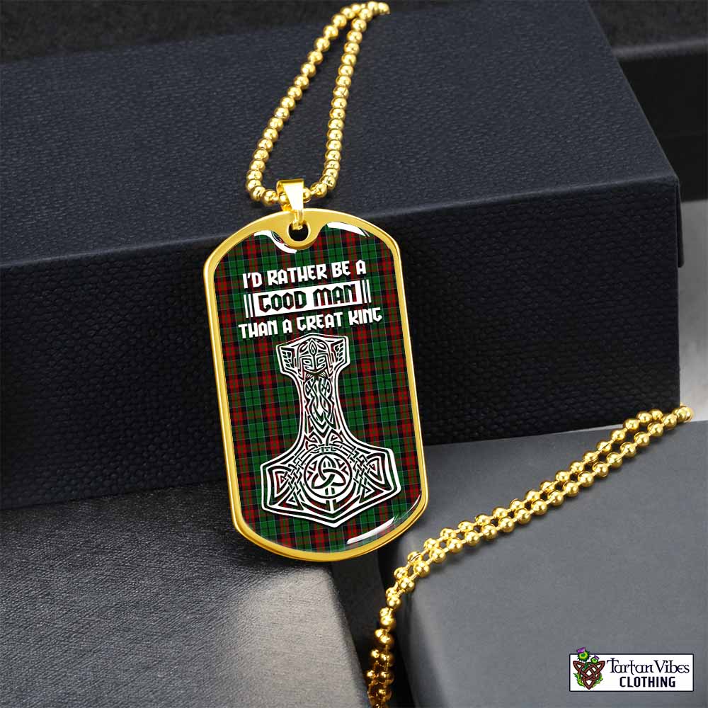 Walker Tartan Dog Tag Necklace Viking Mjolnir Style Gold No - Tartan Vibes Clothing