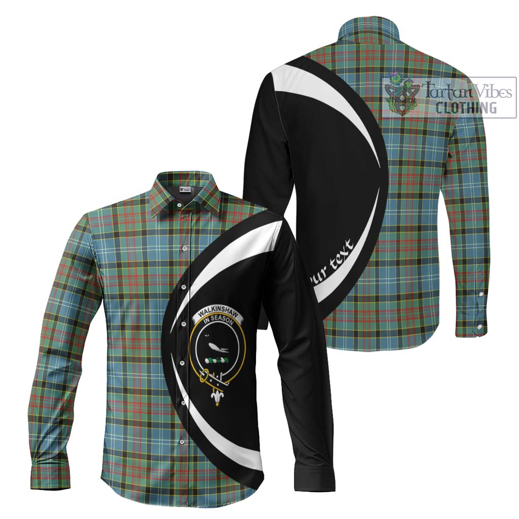 Walkinshaw Tartan Long Sleeve Button Up with Family Crest Circle Style Men's Shirt S - Tartan Vibes Clothing