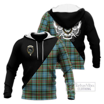 Walkinshaw Tartan Knitted Hoodie with Family Crest and Military Logo Style