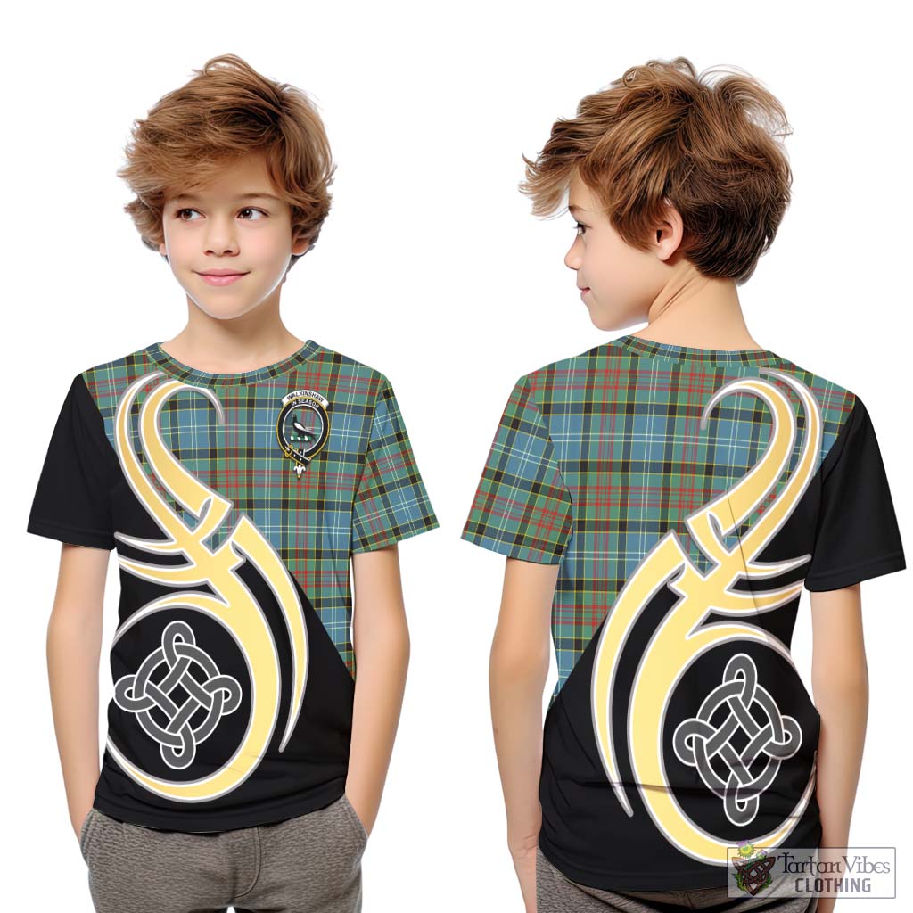 Walkinshaw Tartan Kid T-Shirt with Family Crest and Celtic Symbol Style Youth XL Size14 - Tartan Vibes Clothing