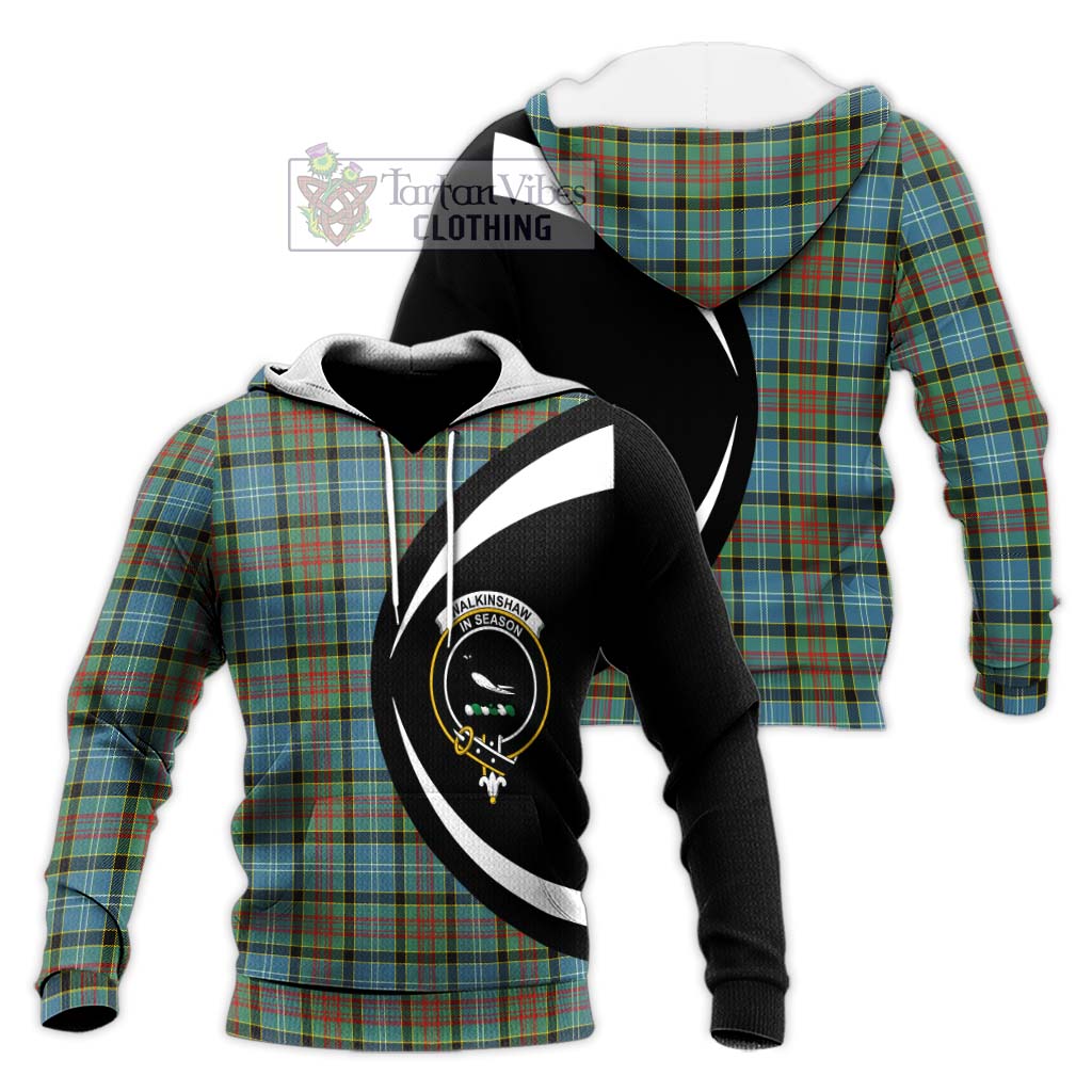 Walkinshaw Tartan Knitted Hoodie with Family Crest Circle Style Unisex Knitted Pullover Hoodie - Tartan Vibes Clothing