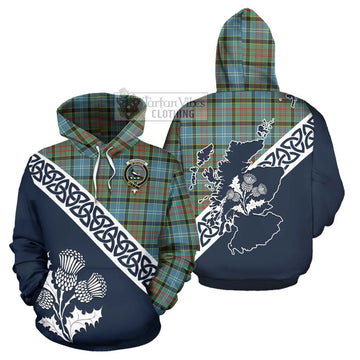 Walkinshaw Tartan Hoodie Featuring Thistle and Scotland Map