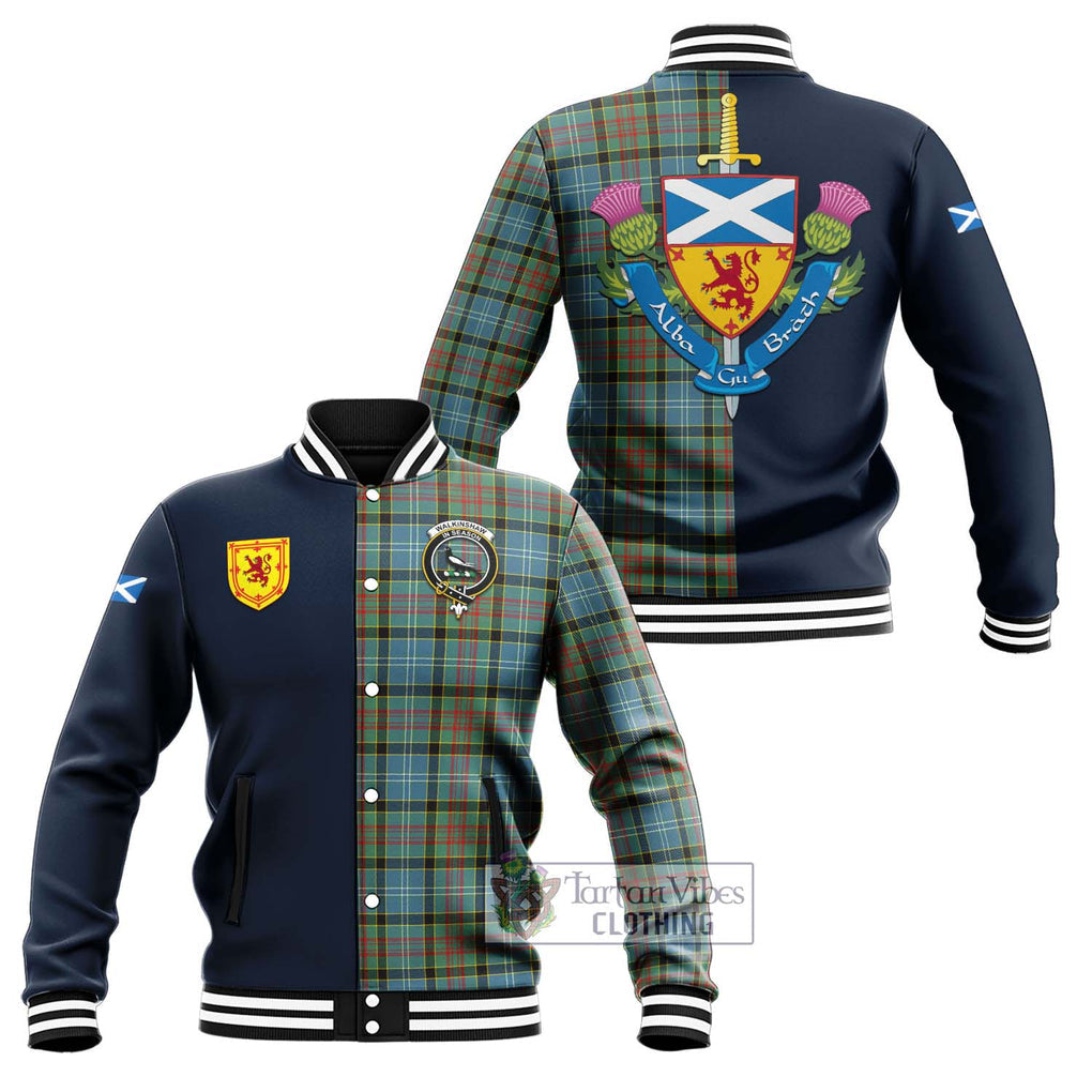 Walkinshaw Tartan Baseball Jacket Alba with Scottish Lion Royal Arm Half Style Unisex - Tartan Vibes Clothing