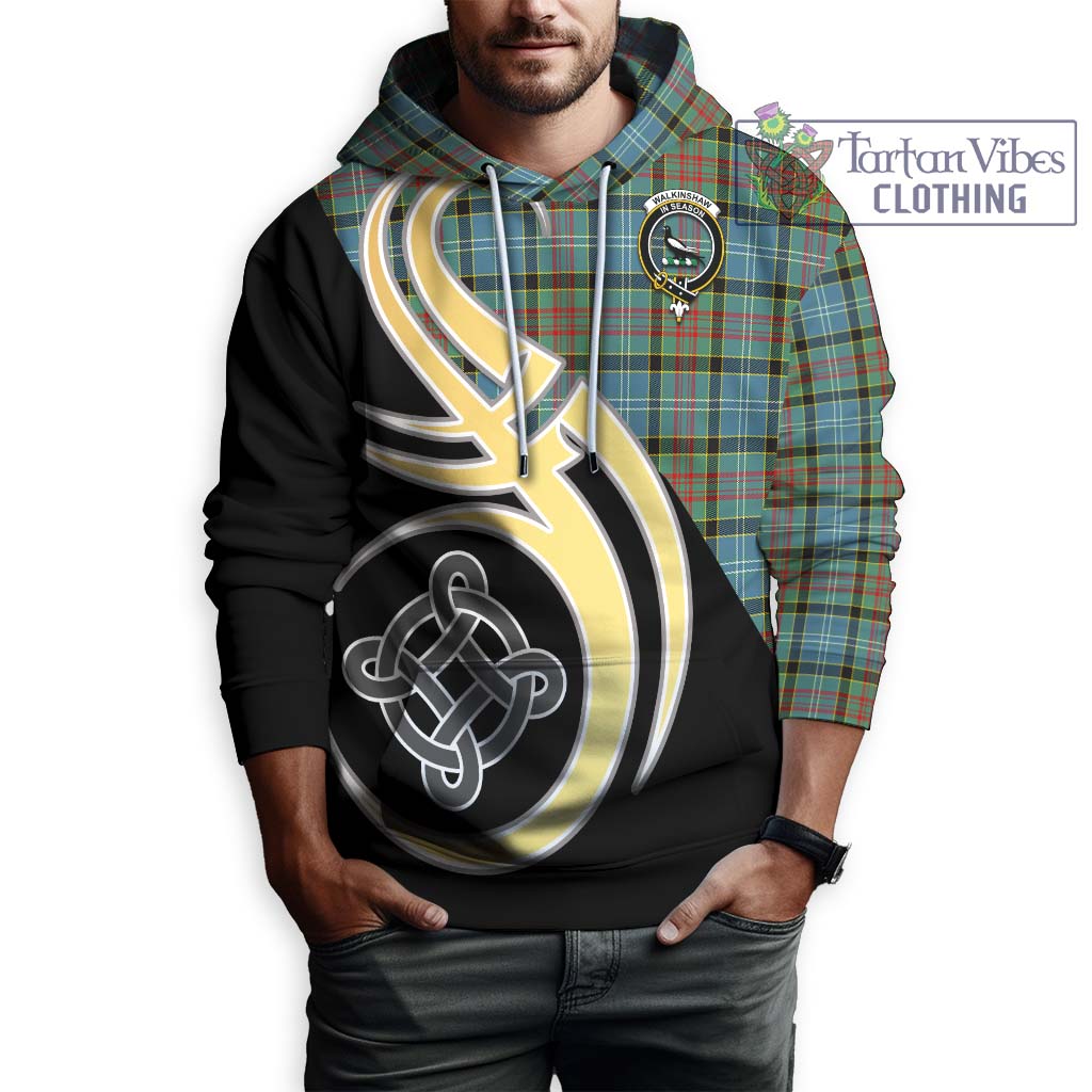 Walkinshaw Tartan Hoodie with Family Crest and Celtic Symbol Style Zip Hoodie - Tartan Vibes Clothing