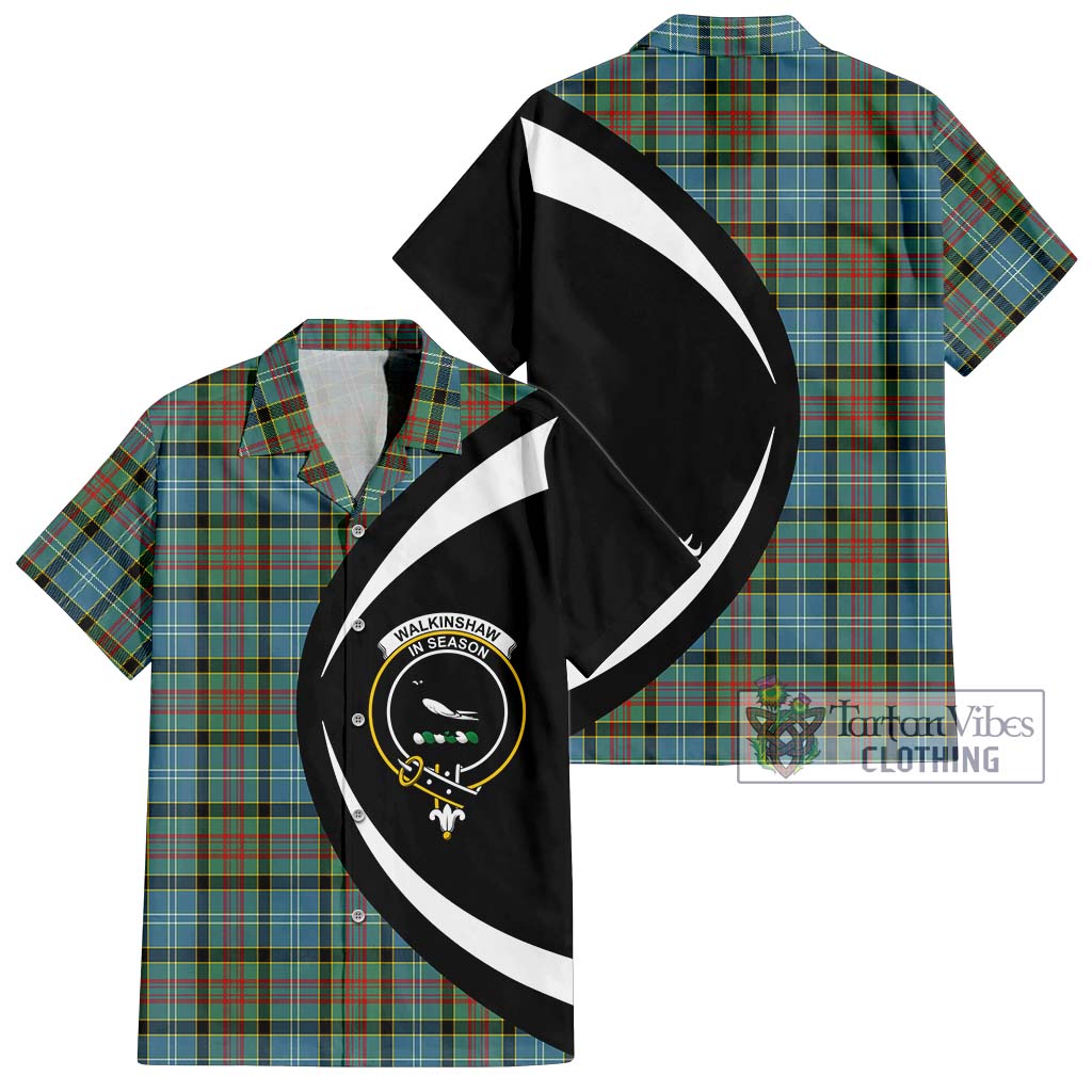 Tartan Vibes Clothing Walkinshaw Tartan Short Sleeve Button Up with Family Crest Circle Style