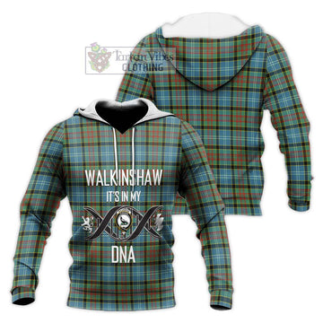 Walkinshaw Tartan Knitted Hoodie with Family Crest DNA In Me Style