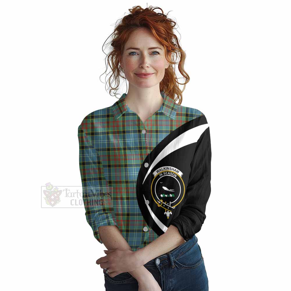 Tartan Vibes Clothing Walkinshaw Tartan Women's Casual Shirt with Family Crest Circle Style