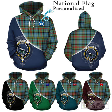 Walkinshaw Tartan Hoodie with Personalised National Flag and Family Crest Half Style