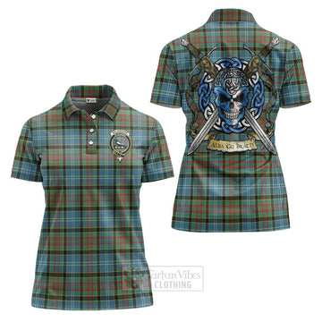 Walkinshaw Tartan Women's Polo Shirt with Family Crest Celtic Skull Style