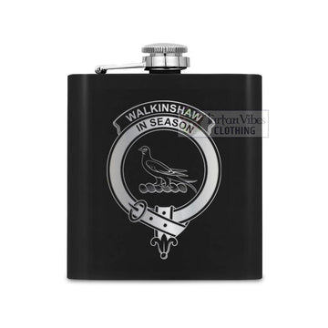 Walkinshaw Crest Hip Flask Set 7oz Black Stainless Steel with A Gift Box One Size 7oz - 2D-tartanvibesclothing