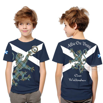 Walkinshaw Tartan Lion Rampant Kid T-Shirt Proudly Display Your Heritage with Alba Gu Brath and Clan Name Youth XL Size14 - Tartan Vibes Clothing