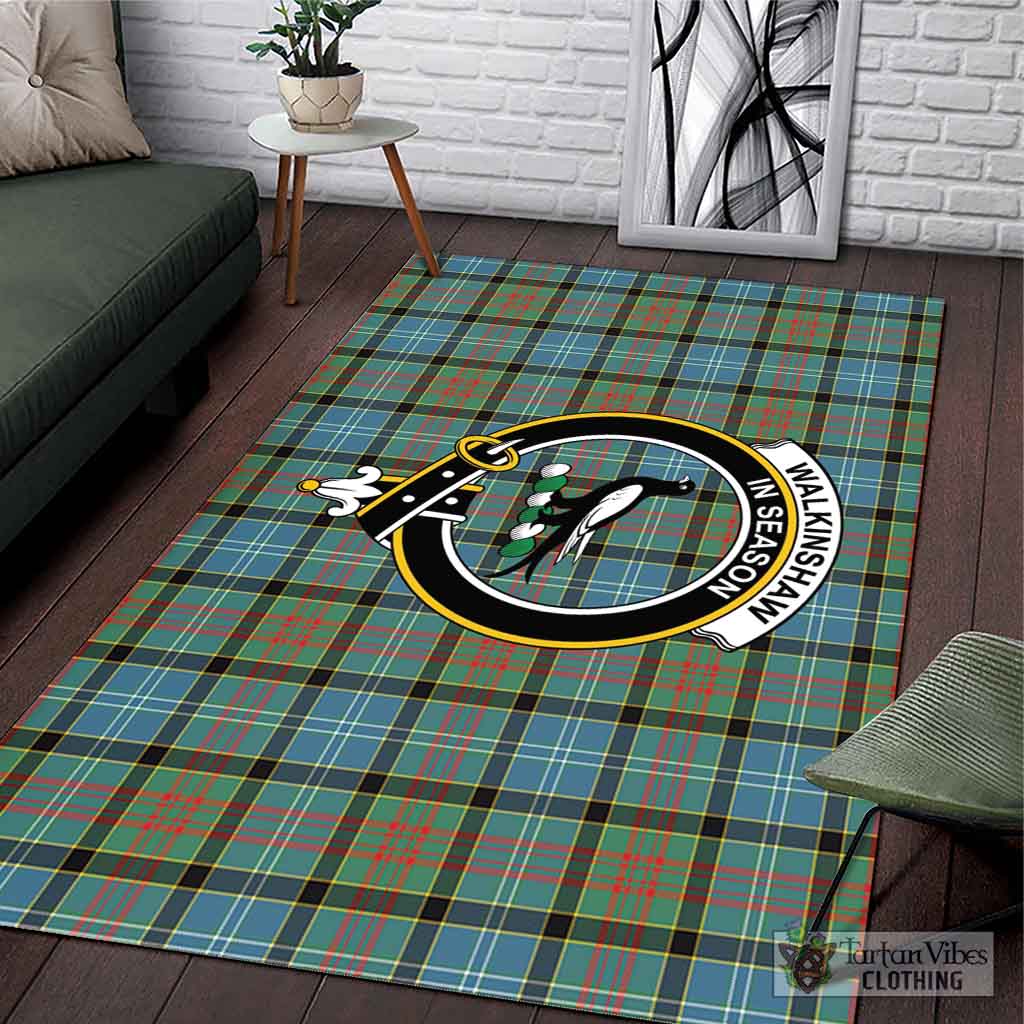 Tartan Vibes Clothing Walkinshaw Tartan Area Rug with Family Crest