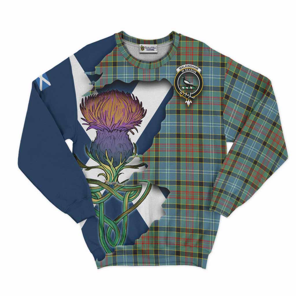 Walkinshaw Tartan Family Crest Sweatshirt Scottish Thistle Celtic Inspired Unisex - Tartan Vibes Clothing