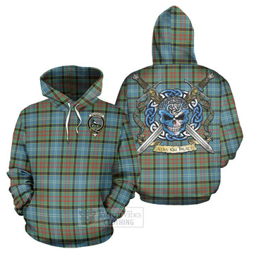 Walkinshaw Tartan Hoodie with Family Crest Celtic Skull Style