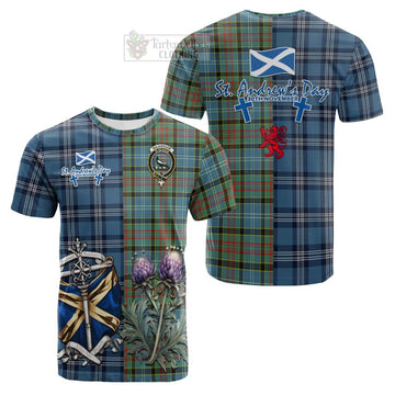 Walkinshaw Tartan Cotton T-shirt Happy St. Andrew's Day Half Tartan Style Kid's Shirt - Tartan Vibes Clothing