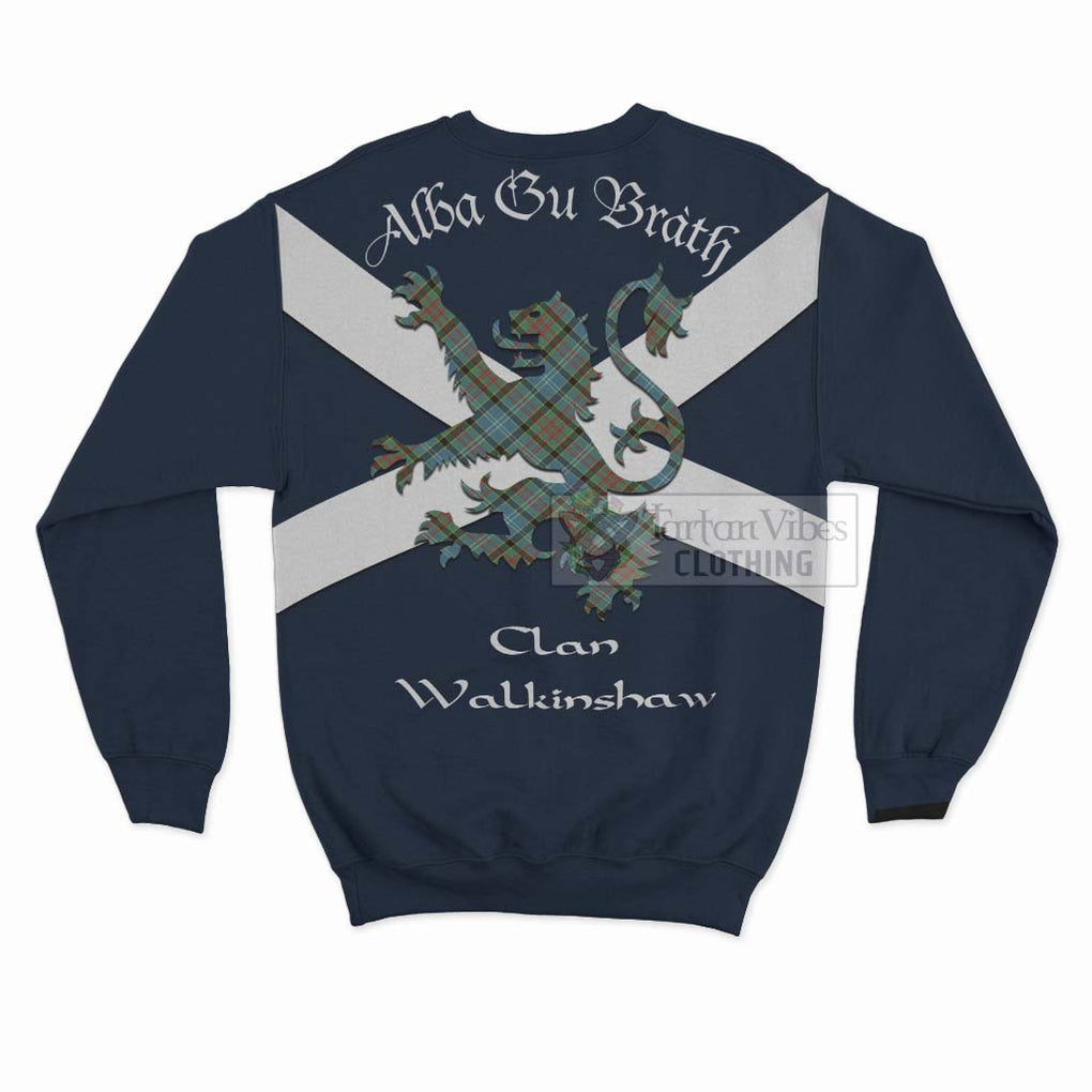 Tartan Vibes Clothing Walkinshaw Tartan Lion Rampant Sweatshirt – Proudly Display Your Heritage with Alba Gu Brath and Clan Name